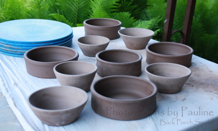 Pet dishes and kitchen prep bowls from ten pounds of clay.